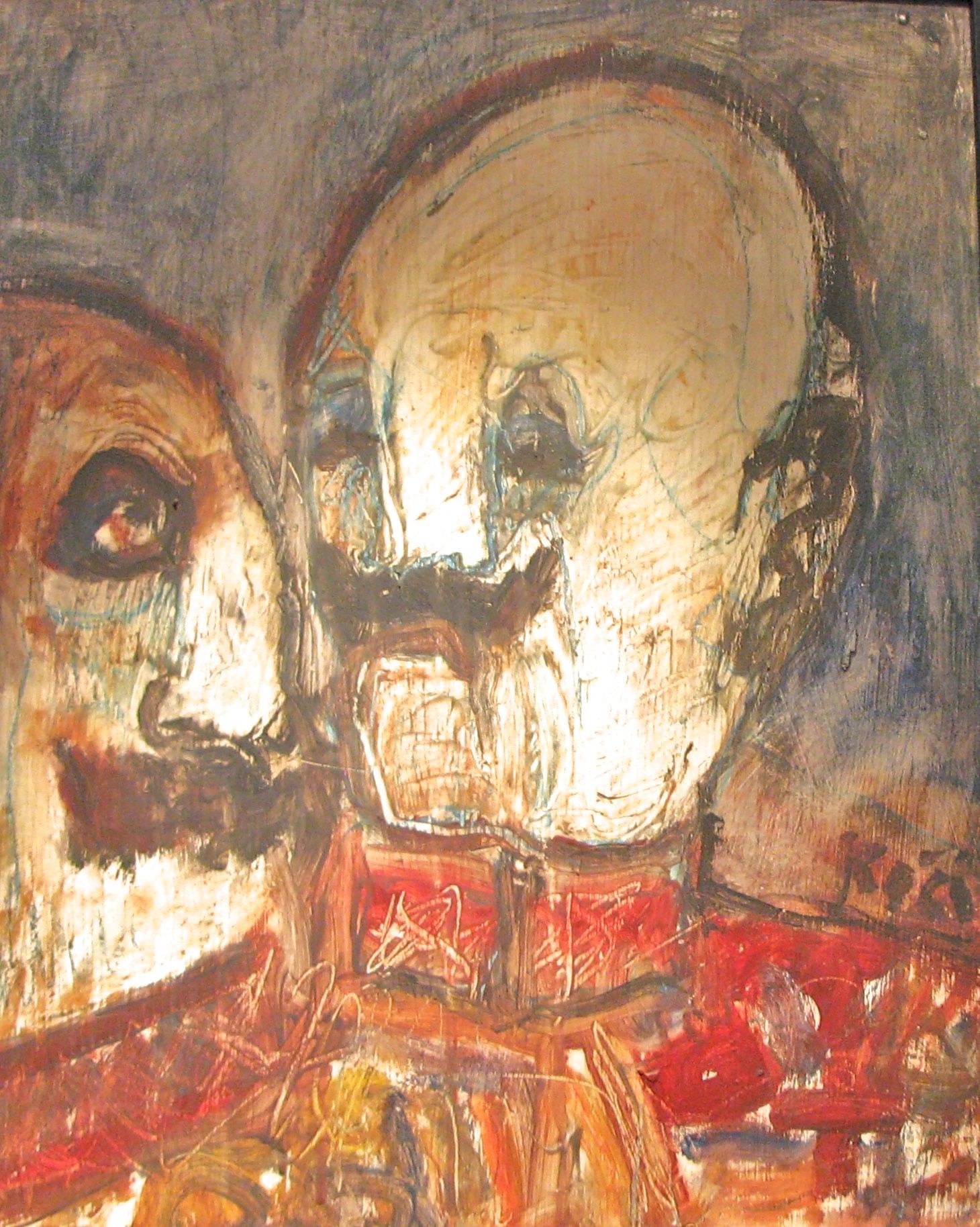 Abstract painting of two distorted faces